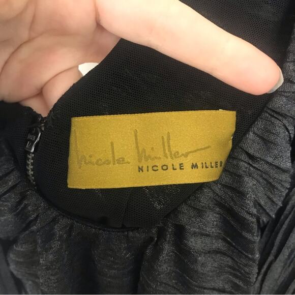 NWT Nicole Miller Sample Black Drape Formal Cocktail Dress Size 4 - Picture 8 of 15